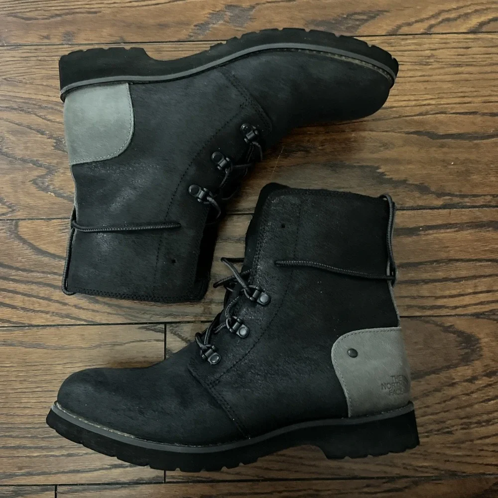 The North Face Ballard Lace II Winter Black Leather Boots Women's Size 8 US